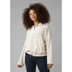 Prana Women's Railay Pullover -Active Vibe Shop 1970411 SOFTWHITESTRIPE