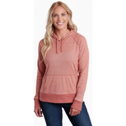 KUHL Women's Stria Pullover Hoody -Active Vibe Shop 4096 Stria Hoody Clay Front
