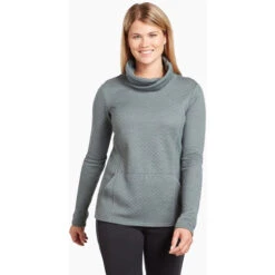 KUHL Women's Athena Pullover -Active Vibe Shop 4214 ws athena pullover pewter green front pdp photo