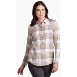 KUHL Women's Kamila Flannel -Active Vibe Shop 8377 kamila flannel sand dune front pdp photo
