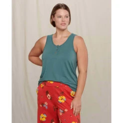 Women's Piru Henley Tank -Active Vibe Shop T1002107 SILVER PINE 1 1