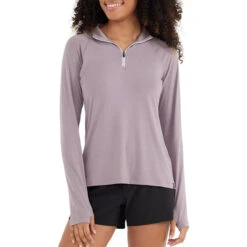 Women's Bamboo Flex Quarter Zip -Active Vibe Shop flex quarter zip purple sage women top 1